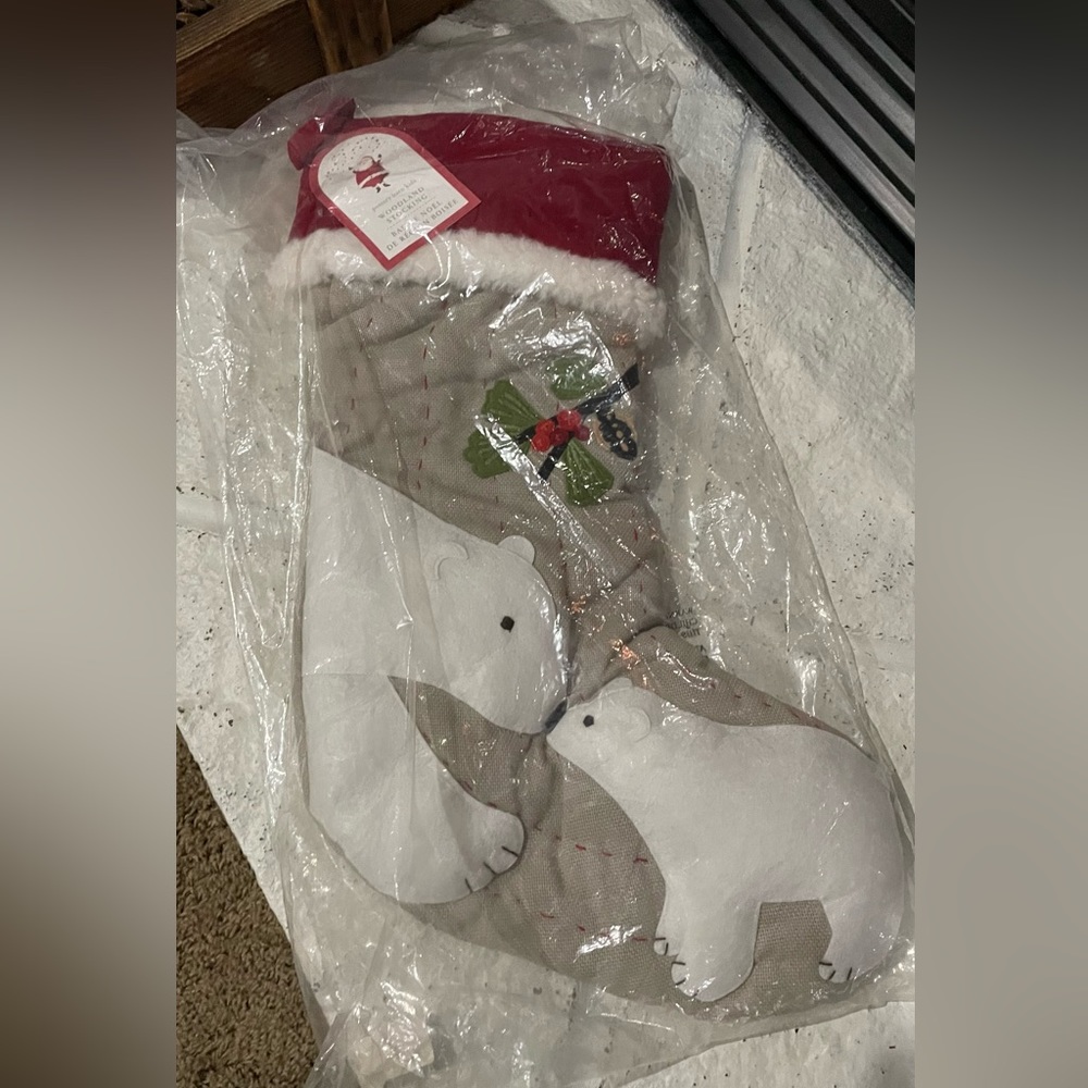 NWT Pottery Barn kids polar bear woodland stocking